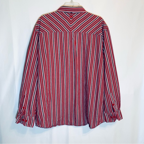 PHAT FARM VINTAGE 90s Y2K RED WHITE STRIPE LONG SLEEVE BUTTON DOWN SHIRT. SzXL - Picture 2 of 7